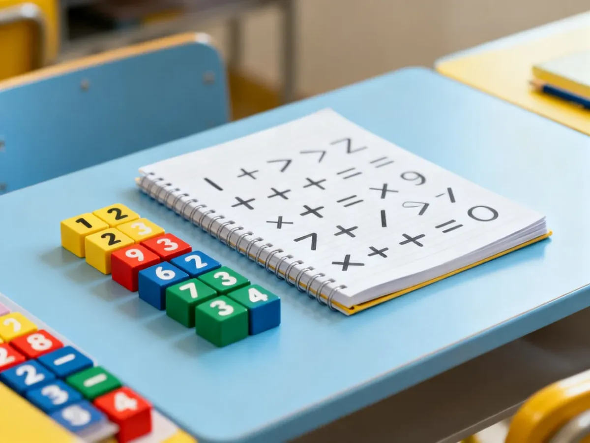 Materiały edukacyjne przedstawiające działania matematyczne i grupy liczb