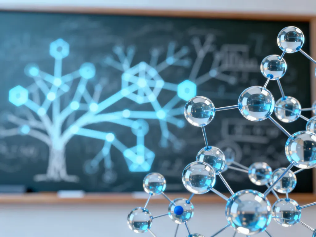 Wizualizacja 3D przedstawiająca połączone sfery i węzły matematyczne, obrazująca koncepcję prawdopodobieństwa całkowitego.