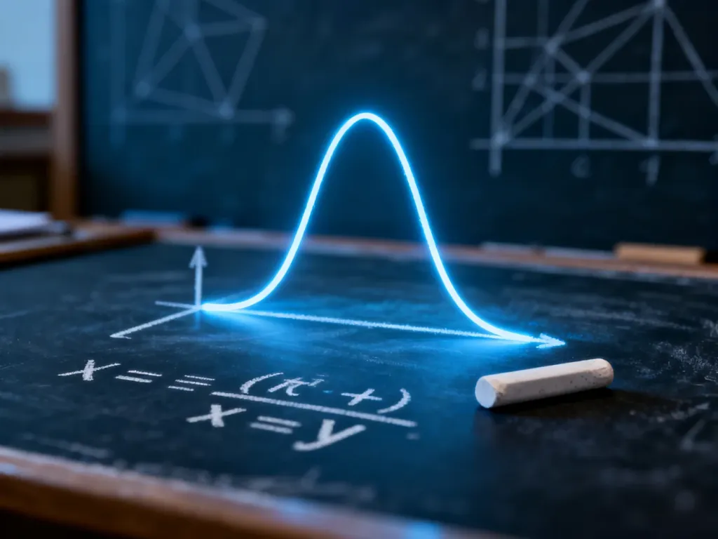 Świecący wykres funkcji matematycznej na tablicy z równaniem, symbolizujący proces wyznaczania funkcji odwrotnej.