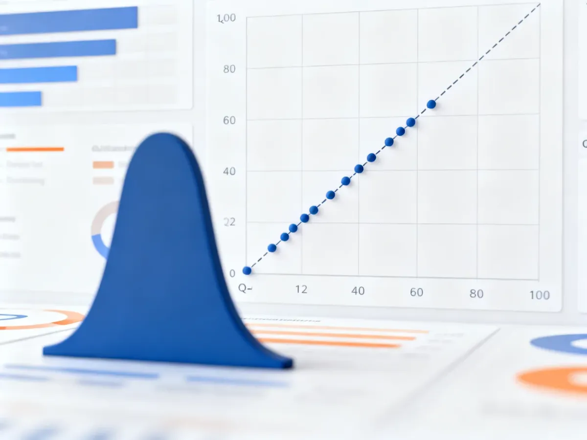 Histogram i wykres Q-Q ilustrujące ocenę normalności rozkładu