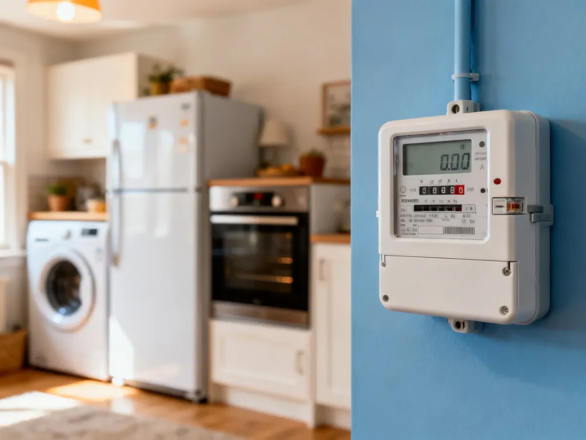 Licznik energii elektrycznej w domu i urządzenia gospodarstwa domowego
